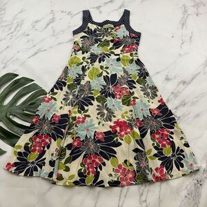 Loco Lindo Womens Retro Sundress Size S Gray Pink Floral Polka Dot Knee Length